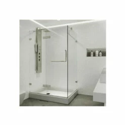 Vigo Monteray 79-1/4" High X 40" Wide X 32-3/8" Deep Hinged Frameless Shower Enclosure With 3/8" Glass - Shower Pan With Left Hand Drain