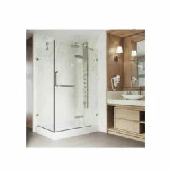 Vigo Monteray 79-1/4" High X 48" Wide X 32-3/8" Deep Hinged Frameless Shower Enclosure With 3/8" Glass - Shower Pan With Right Hand Drain