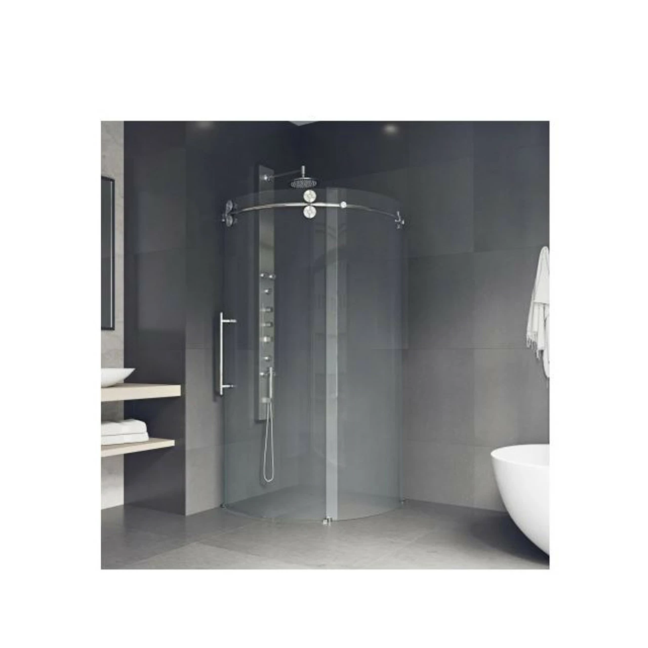 Vigo Sanibel 74-5/8" High X 38" Wide X 38" Deep Sliding Frameless Left Hand Opening Shower Enclosure With 5/16" Glass 4 Vigo Sanibel 74-5/8" High X 38" Wide X 38" Deep Sliding Frameless Left Hand Opening Shower Enclosure With 5/16" Glass - Image 2
