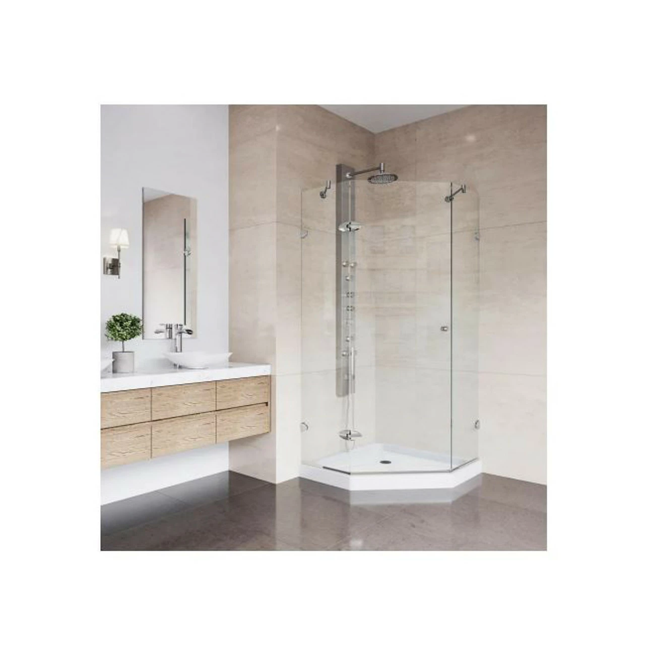Vigo Verona 76-3/4" High X 40" Wide X 40-1/4" Deep Hinged Frameless Shower Enclosure With 3/8" Glass - Low Profile Shower Pan Included 3 Vigo Verona 76-3/4" High X 40" Wide X 40-1/4" Deep Hinged Frameless Shower Enclosure With 3/8" Glass - Low Profile Shower Pan Included