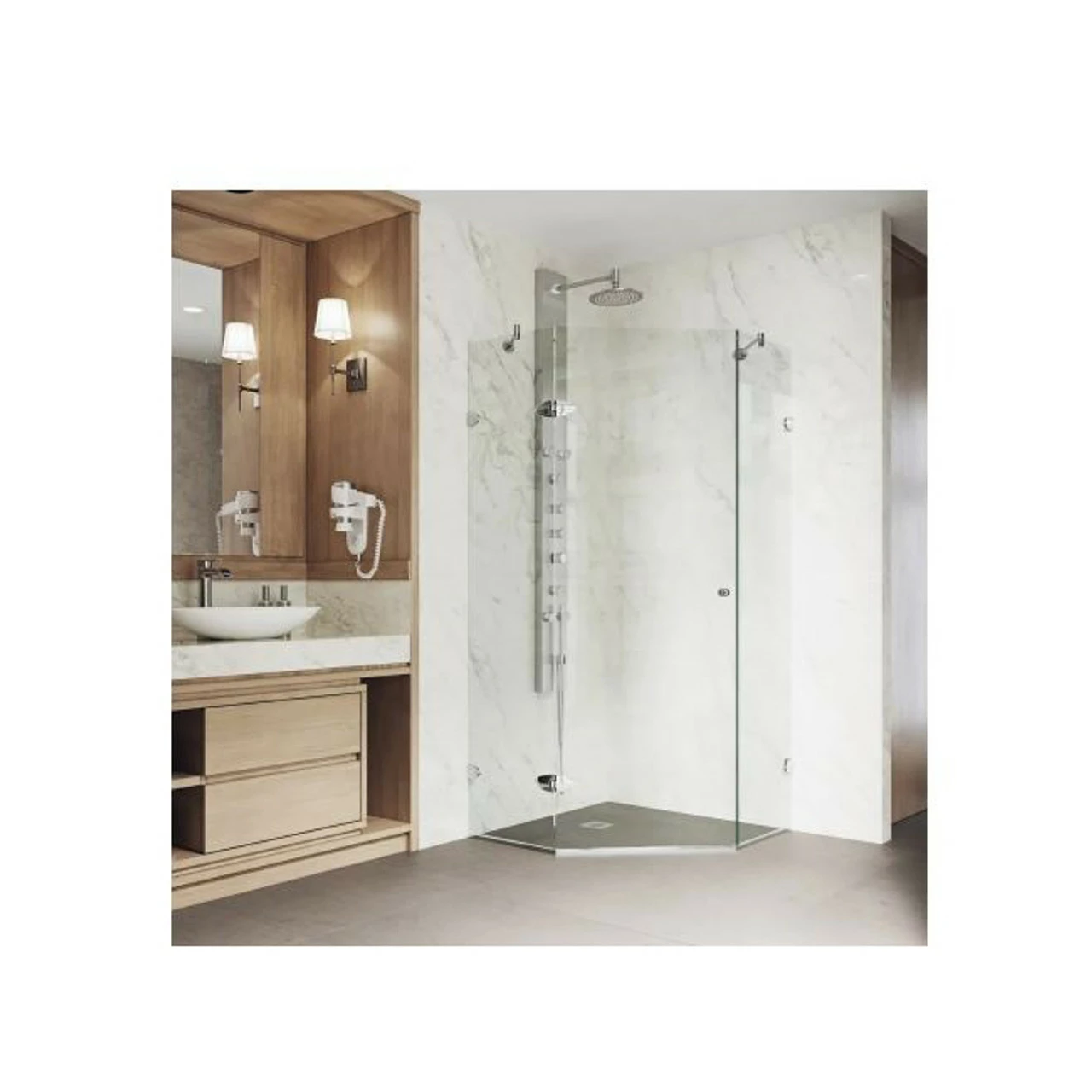 Vigo Verona 73-3/8" High X 42" Wide X 40" Deep Hinged Frameless Shower Enclosure With 3/8" Glass 4 Vigo Verona 73-3/8" High X 42" Wide X 40" Deep Hinged Frameless Shower Enclosure With 3/8" Glass - Image 2