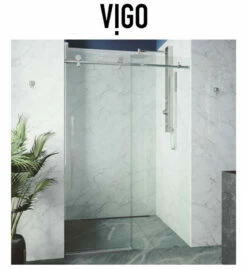 Vigo Elan 76" High X 60" Wide Sliding Frameless Shower Door With Clear Glass