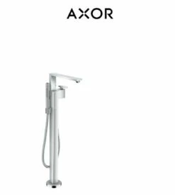 Axor Edge Floor Mounted Free Standing Tub Filler With Built-In Diverter And Hand Shower - Less Rough-In