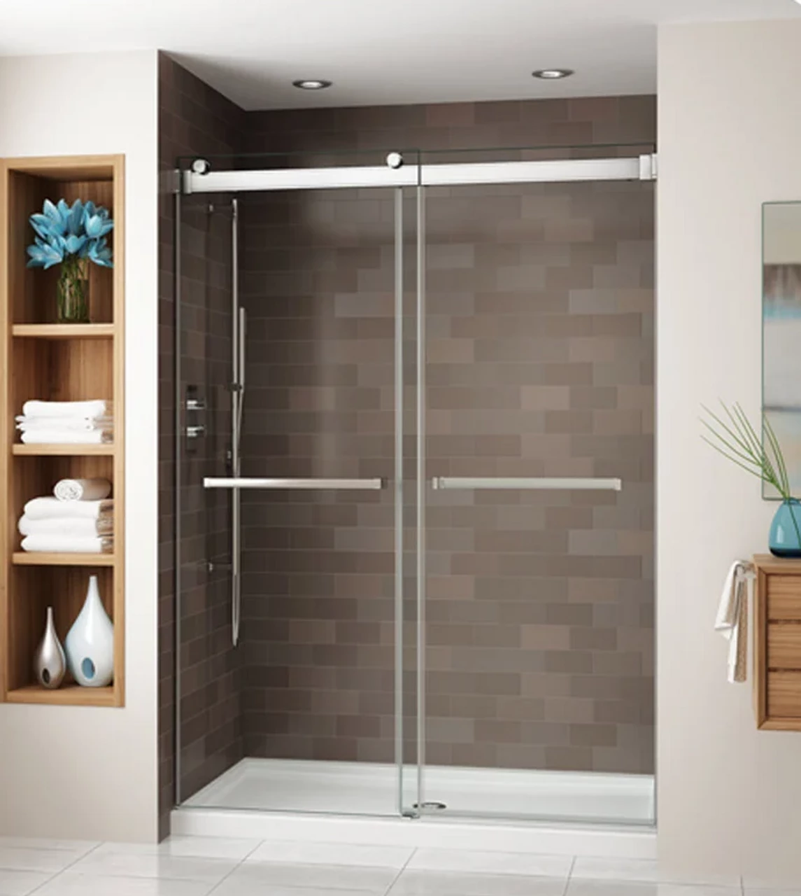 Fleurco NG160 Gemini Frameless Bypass 60 Sliding Shower Doors 4 Fleurco NG160 Gemini Frameless Bypass 60 Sliding Shower Doors - Image 2