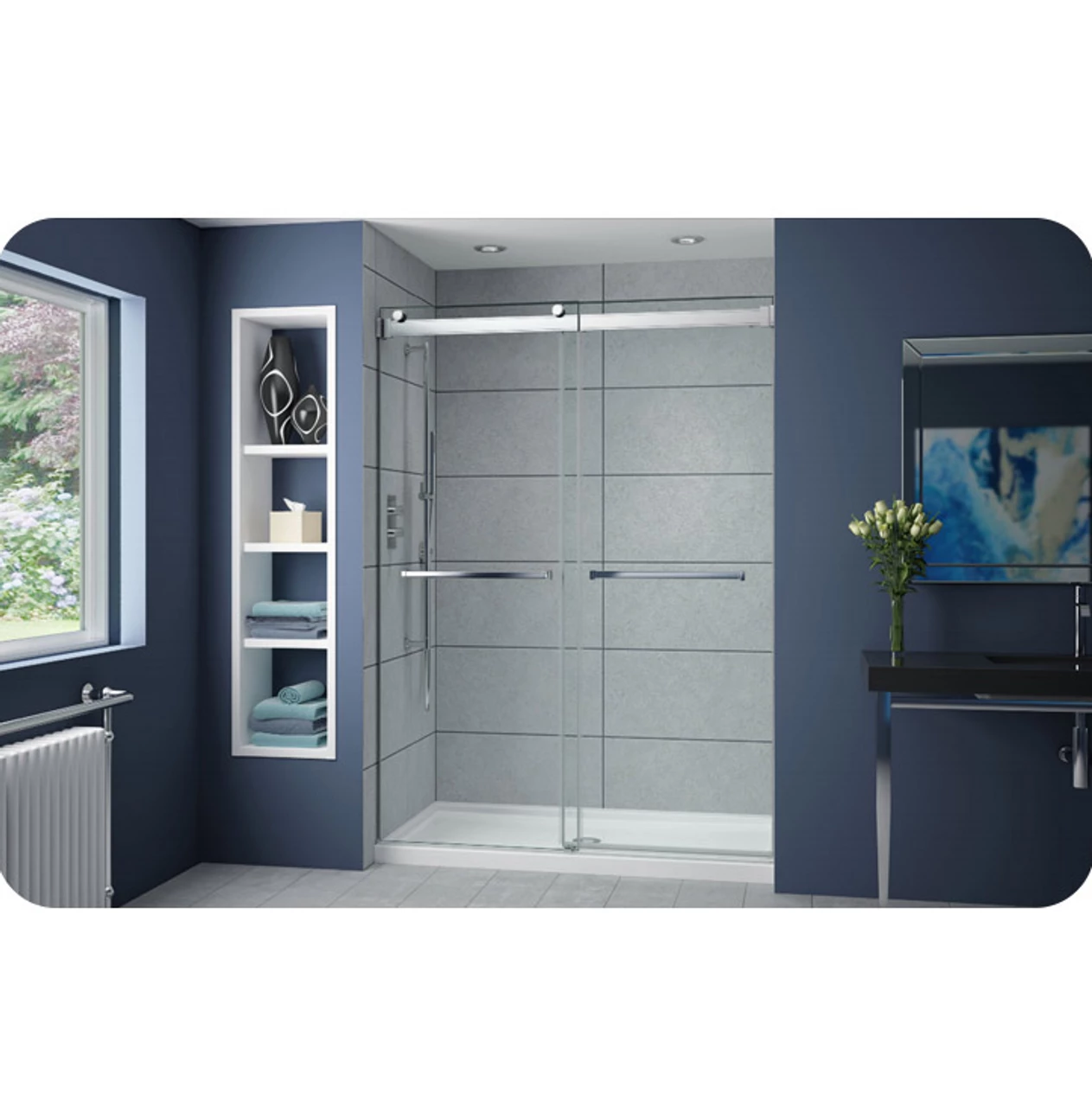 Fleurco NP148 Gemini Plus Frameless Bypass 48 Sliding Shower Doors 4 Fleurco NP148 Gemini Plus Frameless Bypass 48 Sliding Shower Doors - Image 2
