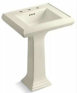 Kohler Memoirs Classic 24" Fireclay Pedestal Bathroom Sink With 8" Widespread Faucet Holes