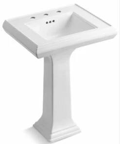 Kohler Memoirs Classic 24" Fireclay Pedestal Bathroom Sink With 8" Widespread Faucet Holes -AMERICANBATH Sales b3.8 40974.1591645326
