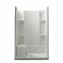 Sterling Accord 48" X 37-1/4" X 76" Vikrell Shower With Drain Center And Removable Seat