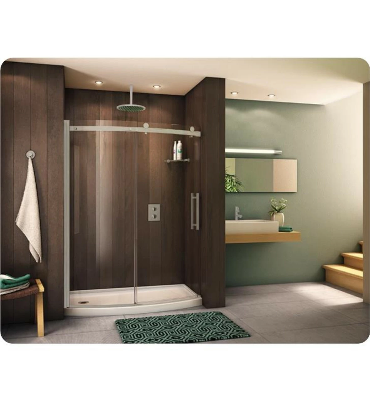 Fleurco NOVBF48-40 Novara 45 5/8" - 46 1/8" Frameless Curved Glass Sliding Door And Fixed Panel 4 Fleurco NOVBF48-40 Novara 45 5/8" - 46 1/8" Frameless Curved Glass Sliding Door And Fixed Panel - Image 2