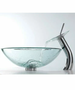 Donna 12" Waterfall Long Stem Glass Tray Faucet